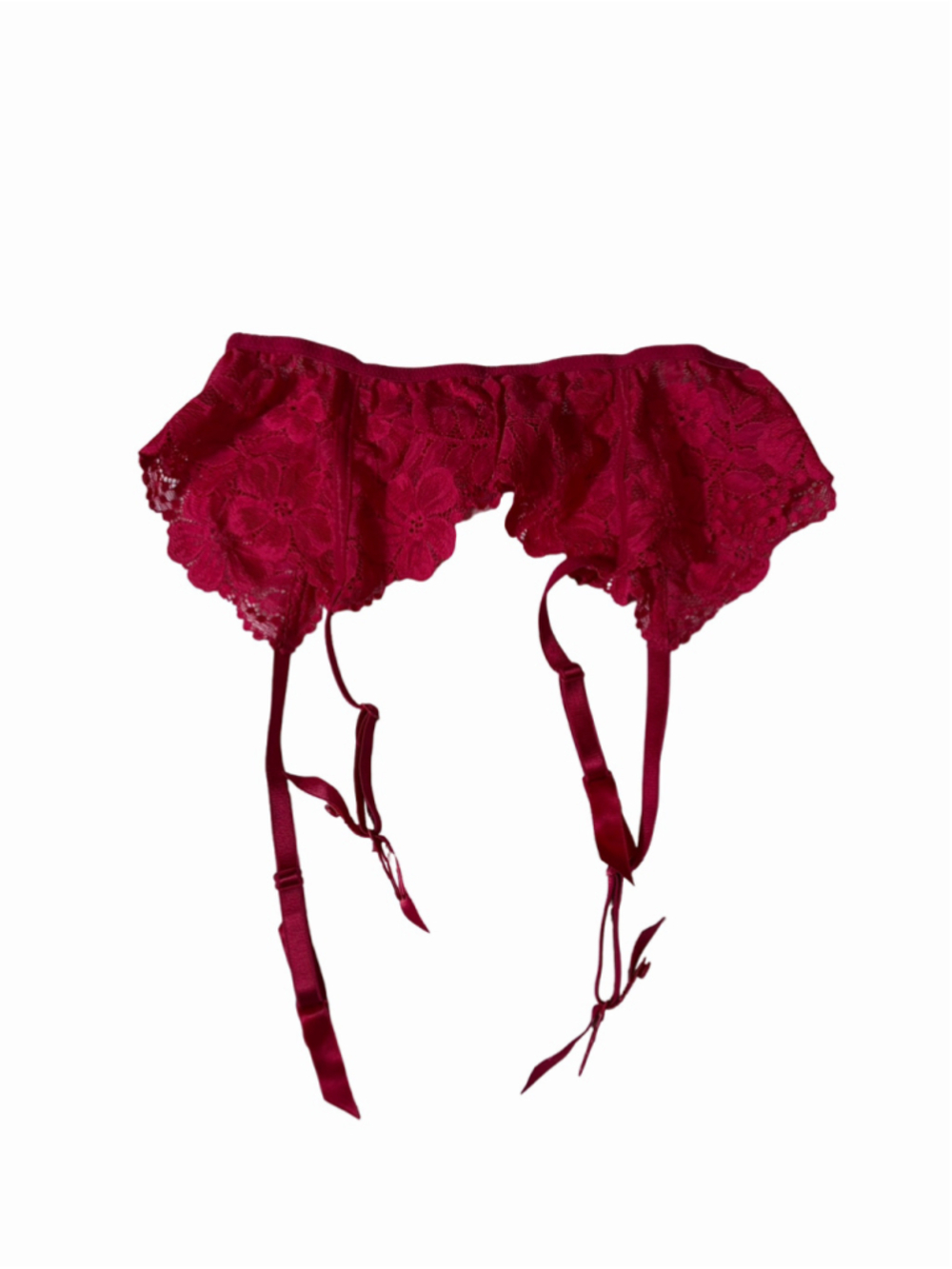 Victoria’s Secret Red Floral Lace Garter Belt Large NWT Scalloped Lingerie